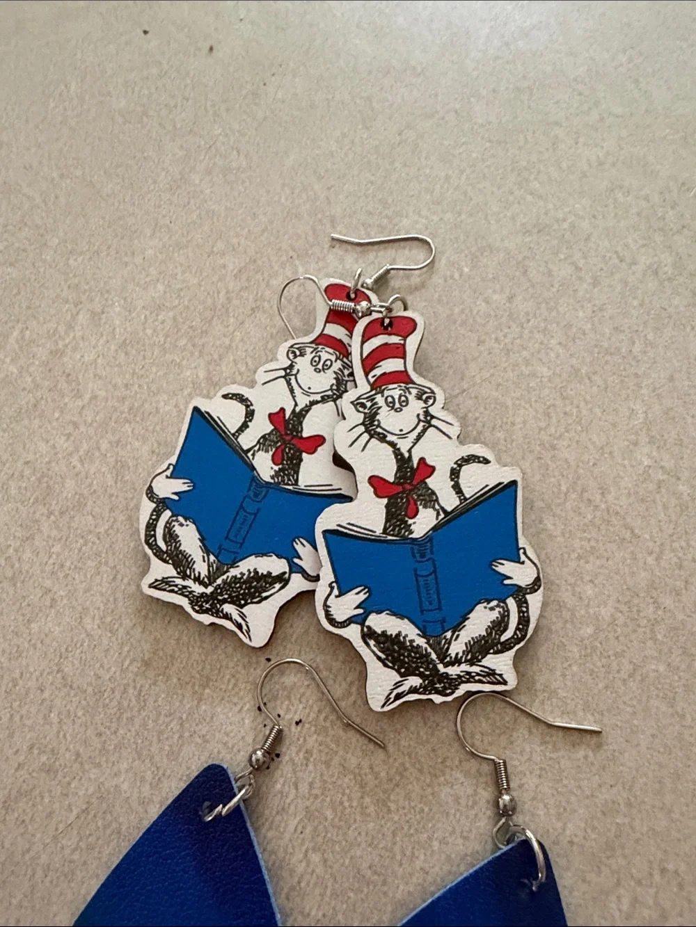 Kids Blue 'Happy 100th of School' Teardrop Earrings